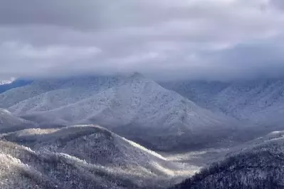 The beautiful winter scenery in the Smoky Mountains.