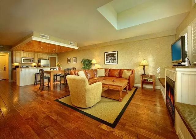 The wonderful living room in a 3 bedroom condo in Pigeon Forge TN.