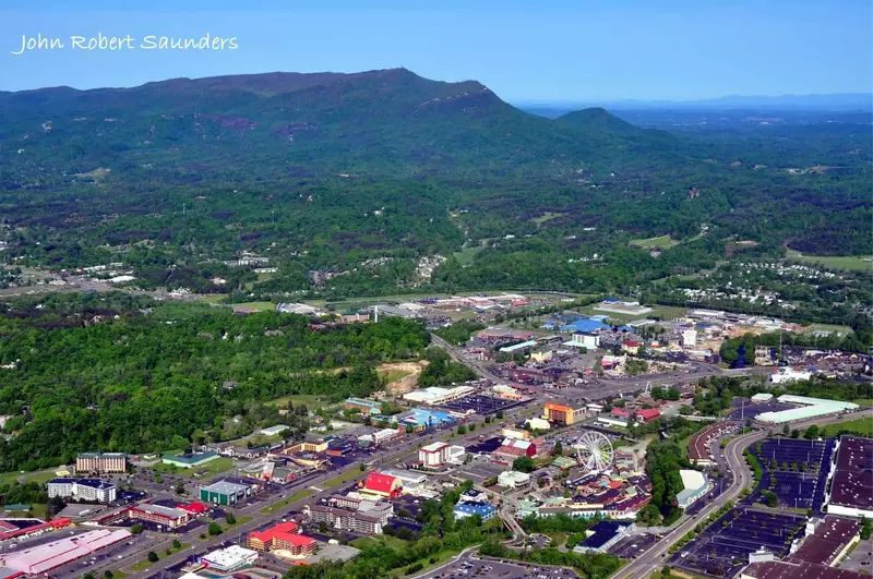 Aerial shot of pigeon forge