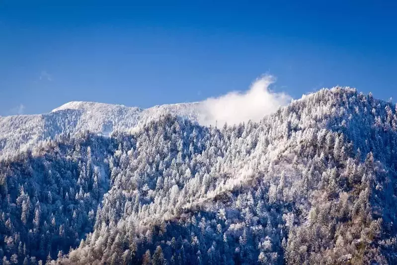 Smoky Mountains covered in snow