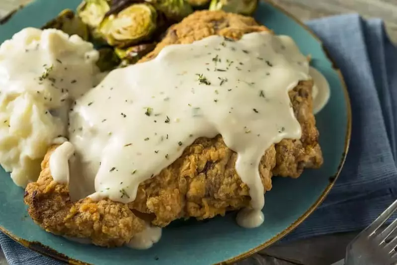 country fried chicken with mashed potatoes