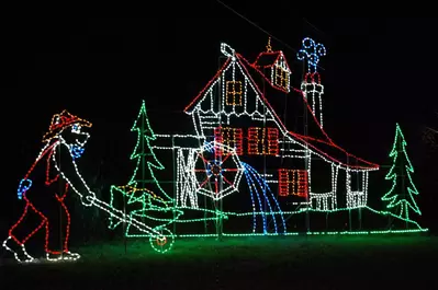 Beautiful light display of the Old Mill in Pigeon Forge Tn