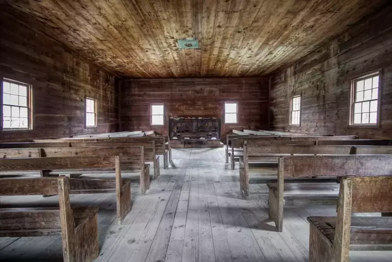 Inside one of the cades cove churches