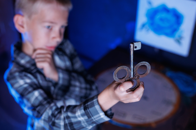 child with magical key