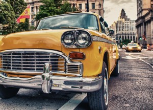 Classic yellow taxi cab in Manhattan