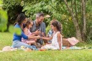 family enjoying picnic